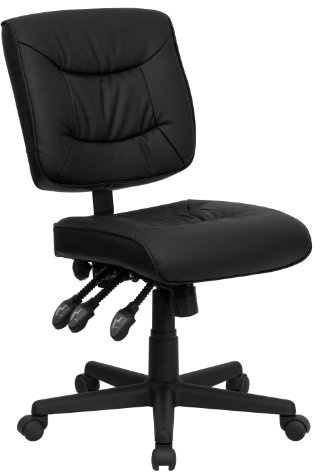 Flash Möbel mid-Back Leder Aufgabe Multifunktions Drehstuhl, Metall, schwarz, 71,12 x 60,96 x 58,42 cm