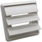 Kair White Gravity Grille 155mm External Dimension Ducting Air Vent with 125mm - 5 inch Round Rear Spigot and Not-Return Shutters