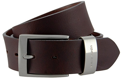 Pierre Cardin Leder-Gürtel Herren 40 mm breit, Gürtel Herren Vollrindleder mit Metallschlaufe dunkelbraun, Size:130