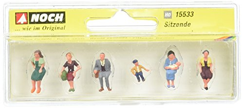 NOCH H0 Figuren Sitzende, handbemalte Modellbau Figuren für H0, ideal als Modellbahn Zubehör
