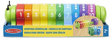 Melissa & Doug Counting Caterpillar, Classic Wooden Developmental Toy for Motor Skills and Problem Solving, 10 Brightly Coloured Numbered Segments for Kids Age 2+