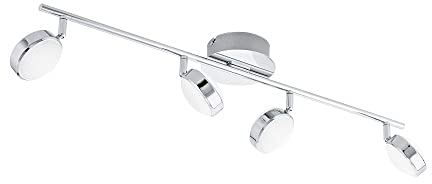 EGLO LED Deckenlampe Salto, 4 flammige Deckenleuchte, Deckenstrahler aus Metall und Kunststoff, Wohnzimmerlampe in Chrom, LED Flurlampe warmweiß