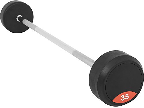 GORILLA SPORTS® Gummi Langhanteln - 10kg, 12,5kg, 15kg, 20kg, 25kg, 30kg, 35kg, 40kg, 45kg, 50kg Gewichte, mit/ohne Ablage, Stange verchromt und gerändelt - Rubber Barbells, Hantelset, Langhantel Set