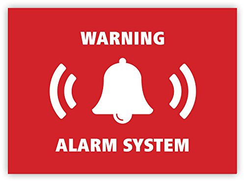 5 x Alarm System Stickers - Security Alarm Warning Sign - for Doors Windows Cars - Weatherproof (7.4 x 5.2 cm) Red and White