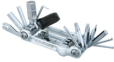 Topeak Mini 20 Pro Miniwerkzeug Faltbar Mini-Tool Fahrrad Innensechskant Kettennieter + Tasche, 15400166, Farbe silber