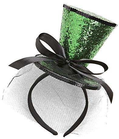 W WIDMANN MILANO Party Fashion - Haarreif Mini Zylinder Glitter, mit Schleife und Schleier, Hut, Accessoire, Karneval