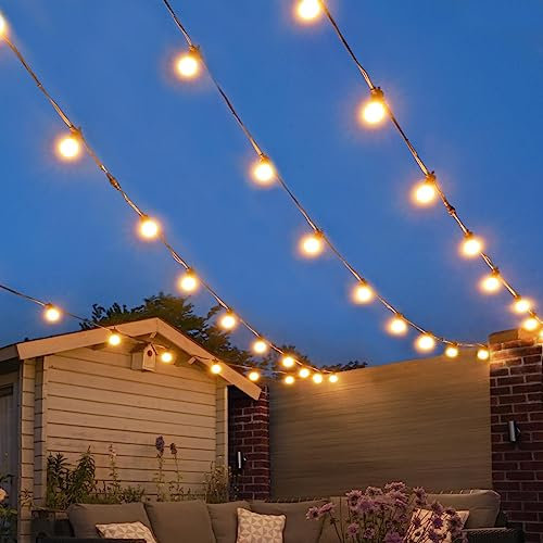 Festive Lights ConnectPro® Outdoor Mains Powered Connectable Festoon Lights - IP65 Black Rubber Cable,Warm White Frosted Bulbs SMD LED Garden Wedding Party Christmas Decorative Lighting 5m - With Plug