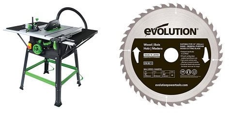 Evolution Power Tools FURY5-S Multi-Purpose Table Saw with Additional Wood Carbide-Tipped Blade, 255 mm (230 V)