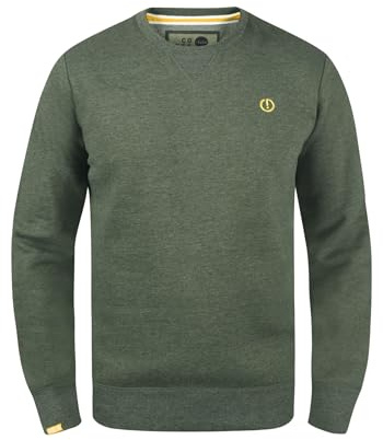 !Solid SDBenn Herren Sweatshirt Pullover Sweater mit Rundhals-Ausschnitt Rippbündchen Label-Details Baumwollmischung Regular fit, Größe:3XL, Farbe:Climb Ivy Melange (8785)