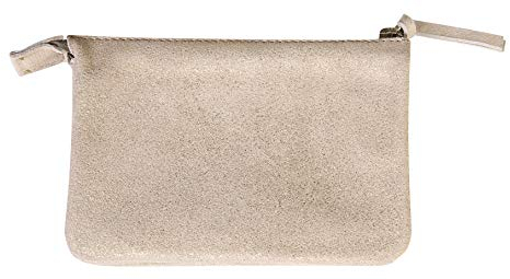 Clairefontaine 400041C Kleine Mappe Plume (mit 2 Fächern aus Lammwildleder, mit Perlmutt-Effekt, 13x9 cm) 1 Stück gold