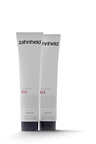 Zahnheld® Nature Zahnpasta B12 – Vitamin B12 Pflege, Naturkosmetik nach NCS, fluoridfrei mit Kokosöl & milden Tensiden, vegan & ohne Mikroplastik (75 ml (2er Pack))