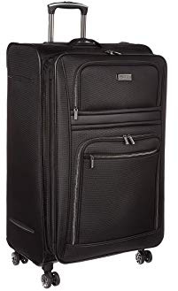Kenneth Cole REACTION Rugged Roamer Lightweight Softside Expandable 8-Wheel Spinner Luggage, Black, 28-Inch Checked