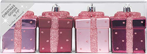 MAGIC 4 STK. Kunststoff Geschenkbox 6,5cm bruchfest Christbaumkugeln Christbaumschmuck Deko Weihnachtskugeln Weihnachtsschmuck Baumschmuck Set Berry Kiss - Beere