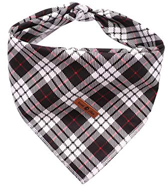 lionet paws Bandana für Hund Kopftücher Hundehalstuch Dreieckstuch für Kleine, Mittelgroße und Große Hunde Schwarz kariert