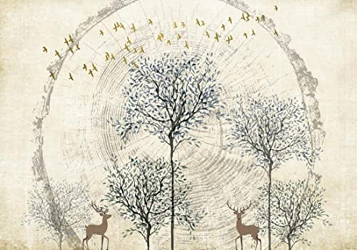 fototapete 3d vliestapete Fototapete Design moderne wanddeko bilder wand dekoration Wandbilder schlafzimmer 350x245cm Big Tree Elk Golden Bird TV Sofa Hintergrundwand