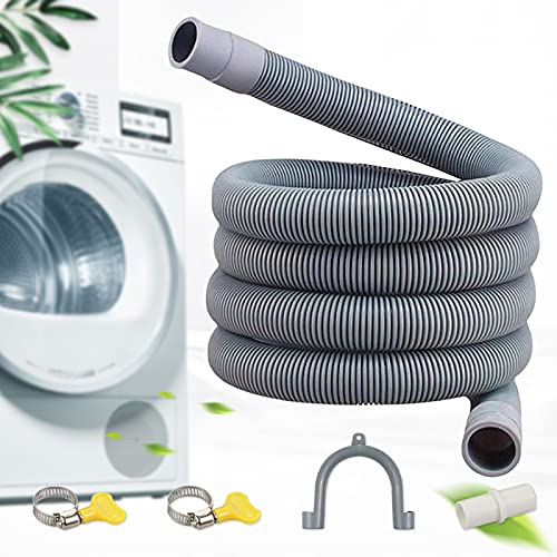 Moocuca Ablaufschlauch Verlängerung Set, Universal waschmaschinenschlauch, 1.5 m, inkl. Bügel, Schlauchverbinder und Schlauchschellen, Ablaufschläuche für Waschmaschinen und Geschirrspüler