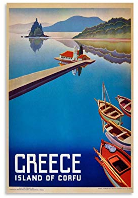 Vintage Greece Poster Poster dekorative Malerei Leinwand Wandkunst Wohnzimmer Poster Schlafzimmer Malerei 16x24inch(40x60cm)