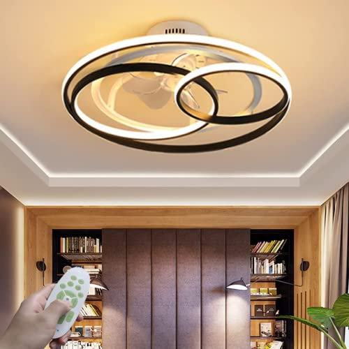 JJXD Ceiling Fan with Lighting Modern Fan LED Ceiling Lights Invisible Quiet Bedroom Ceiling Lamp Dimmable Adjustable Wind Speed Living Room Kids Room Fan Ceiling Light,53cm