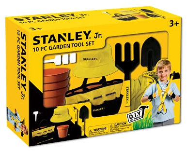 10 Herramientas de jardín Contiene: Paleta G007-SY, Horquilla de Mano G009-SY, Bolsa de Herramientas G014-SY, Sombrero para el Sol G012-SY, 3 Etiquetas para Plantas de jardín, 3 macetas de jardín