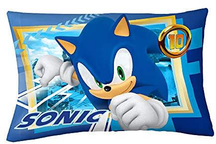 Franco Kids Bedding Wende-Kissenbezug, superweiche Mikrofaser, 50,8 x 76,2 cm, Sonic The Hedgehog
