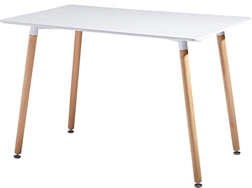 FURNITABLE Rechtecki Skandinavisch Esszimmertisch,Modern Wohnzimmertisch Holztisch für Büro Küche, Weiß, 110 x 70 x 73 cm