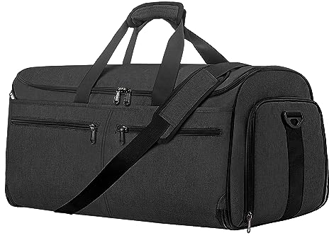 Carry on Kleidersack für Geschäftsreisen, Bukere wandelbare Reisetasche mit Schuhfach, wasserabweisend, 2-in-1 Weekender Anzug Tasche für Männer Frauen, Midnight Grey, Kleidersack für Reisen