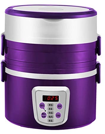 Electric Lunch Box,Portable Food Lunch Heater,Stainless Steel Liner Box,Electric Automatic Heating Mini Rice Cooker,Office Worker Heated Insulation Lunch Box,Purple (Purple)