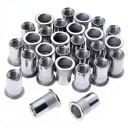 HSEAMALL 100PCS M8 Dadi Rivetti In Acciaio Inox Rivnut, Inserto Filettato a Testa Piatta Dadi Rivnuts Assorte