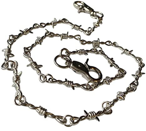SOIMISS Collana in filo spinato punk collana gotica spine girocollo collana lunga pantaloni catena abbigliamento accessorio, 60g, Metallo Argento