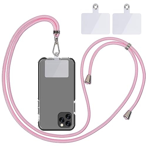 Handykette Universal, Handy Lanyard, Universelles Handy um den Hals hängend mit Pad Handy Lanyard, verstellbar und abnehmbar. (1Hellrosa)