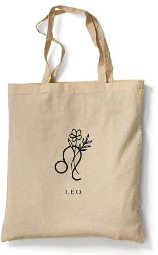 tradercat Jutebeutel bedruckt vintage Sternzeichen Löwe Leo 100% Baumwolle, Stoffbeutel bedruckt, zodiac signs, jutebeutel aesthetic Tierkreiszeichen jutebeutel spruch (Leo/Löwe)