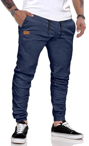 JMIERR Herren Jogginghose Baumwolle Atmungsaktive mit Taschen | Chino,Cargohose,Jogger,Sporthose,Sweatpants,Taille mit Kordelzug,Elastische,Stretch,Freizeit und Alltag