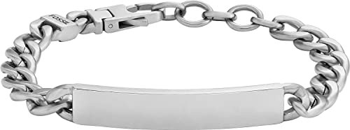 Fossil Drew Herrenarmband aus Edelstahl mit Karabinerverschluss, Grau