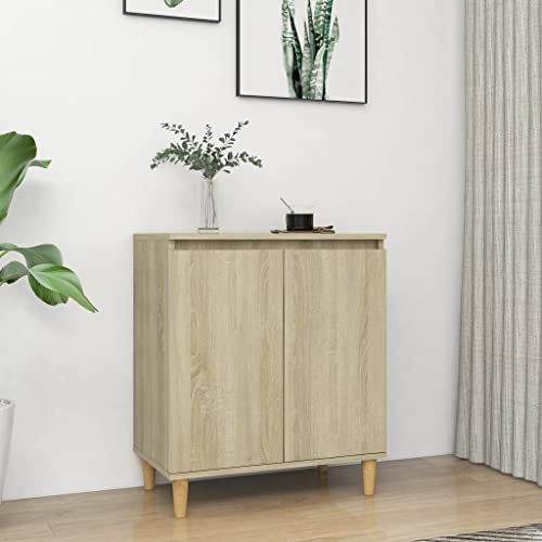 vidaXL Sideboard mit Massivholz-Beinen Sonoma-Eiche 60x35x70 cm