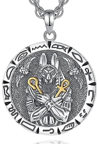 AEONSLOVE Agyptischer Schmuck für Damen Herren Anubis Halskette Silber 925 Agyptischer Runen Kette mit Anhk Amulett Horus Kette Ägyptischer Schutz Anhänger