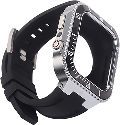 NEYENS Modifiziertes Kit Metall-Uhrengehäuse mit Band, für Apple Watch Band Serie 8, 7, 45 mm, Edelstahl-Abdeckung + Armband, Nachrüst-Set, Zubehör, für iWatch Serie 6, 5, 4, SE, 44mm, Achat