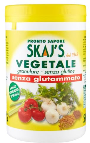 Preparato granulare per brodo e condimento gusto vegetale, senza glutine, senza glutammato, a basso contenuto di grassi 900 g. 3 Pz