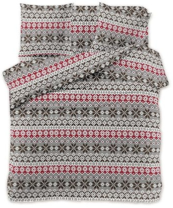 FEBE Bettwäsche Weihnachtensmotive Bettbezug-Set 140x200 + Kissenbezug 2 Teilig mit Reißveschluss