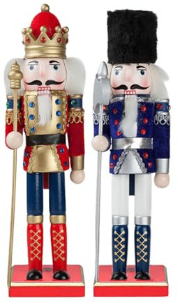 30cm Wooden Nutcracker Soldier Christmas Decorations,2pcs Large Christmas Nutcracker Figures Ornaments,Nutcracker Gifts Nutcracker Soldiers Puppet Doll for Tradition Xmas Present Home Indoor Decor