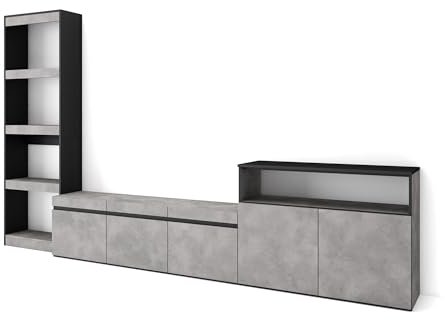 Skraut Home | Living room Set TV | Furniture Combo Living Room | 310x186x35cm | For TVs up to 65 | TV Stand Cabinet | Modern Style | Concrete