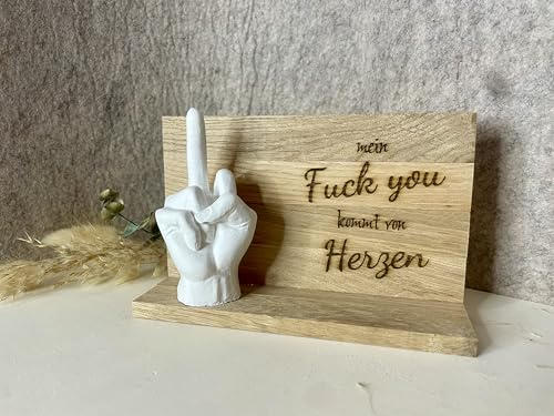 Mittelfinger Stinkefinger mit Mein Fuck You kommt von Herzen sarkastischer Spruch witzige Geschenkidee weiß