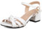 OALEEN Sandales Femme Eté Petit Talon Carré Bride Cheville Nu-pieds PU Cuir Confortable Chaussures Ouverte Soirée Mariage Blanche 41