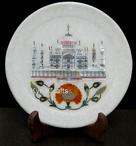 Assiette décorative en marbre blanc de 15,2 cm avec motif symbole d'amour et design élégant