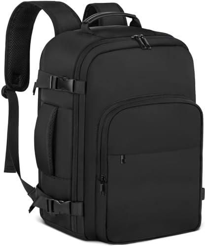 OTAHGK Handgepäck 45×36×20 für Easyjet Untersitz Reiserucksack 40L Wasserdicht Kabinentaschen Flugzeug Laptop Rucksack Lässiger Tagesrucksack Schule Büro Tasche-Schwarz
