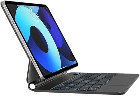 Emoonland Funda con teclado para iPad Air de 11 pulgadas 2024-M2 y iPad Pro de 11 pulgadas 4ª/3ª/2ª/1ª y 11.9 pulgadas, iPad Air de 5ª/4ª generación, teclado mágico con trackpad, retroiluminación de 7