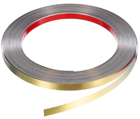 QUARKZMAN 12m x 10mm Zierleisten Selbstklebend, Wandleisten zum Aufkleben und Anbringen von Rahmen, Edelstahl Stuckleisten gebürstetem Finish für Wand, Decke, Schrank, Fliesenkante (Gold)