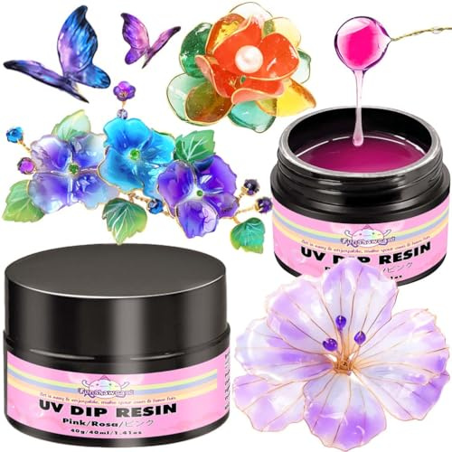 UV-Tauchharz Bastelkleber für Drahtformen Drahtkunst Schmuckherstelllung Rosa 40ml