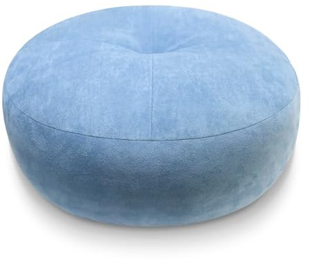 ComfortAce Premium Minimalist Samt Runde Kissen, Luxus 700G 3D silikonisierte Fasern Füllung Runde Kissen für Sofa und Bett Dekoration, 45cm Durchmesser, Luftig Blau