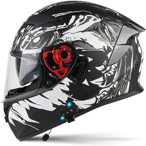 Transpirable Y Cómodo Motocicleta Todoterreno Bluetooth Cascos Casco de Moto Modular con Micrófono de Respuesta Automática ECE Homologado Bluetooth Integrado Cascos de Motocicleta