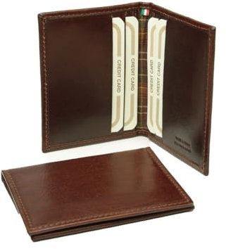 Old Angler Porta Carte di Credito in Pelle Marrone con Schermatura RFID | Made in Italy | 6 Scomparti per Carte | Design Compatto